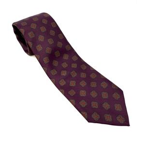 Carl Serr Natural Shoulder Clothing Mens 100% Silk Tie Purple Geometric Pattern